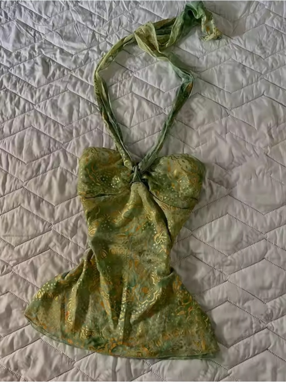 Green Halter Tie-Front Camisole
